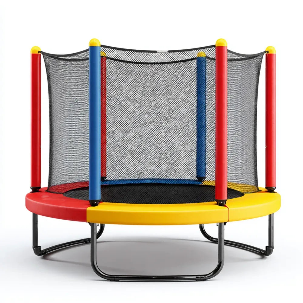 Children's Trampoline with Safety Enclosure - 140x140x160 cm - Multicolor