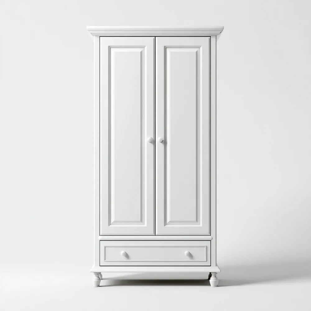 Wardrobe Wooden 180x90x50 cm - White - Classic Design