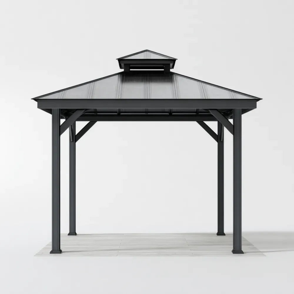 Gazebo Aluminum 300x300x265 cm - Black - Modern Design