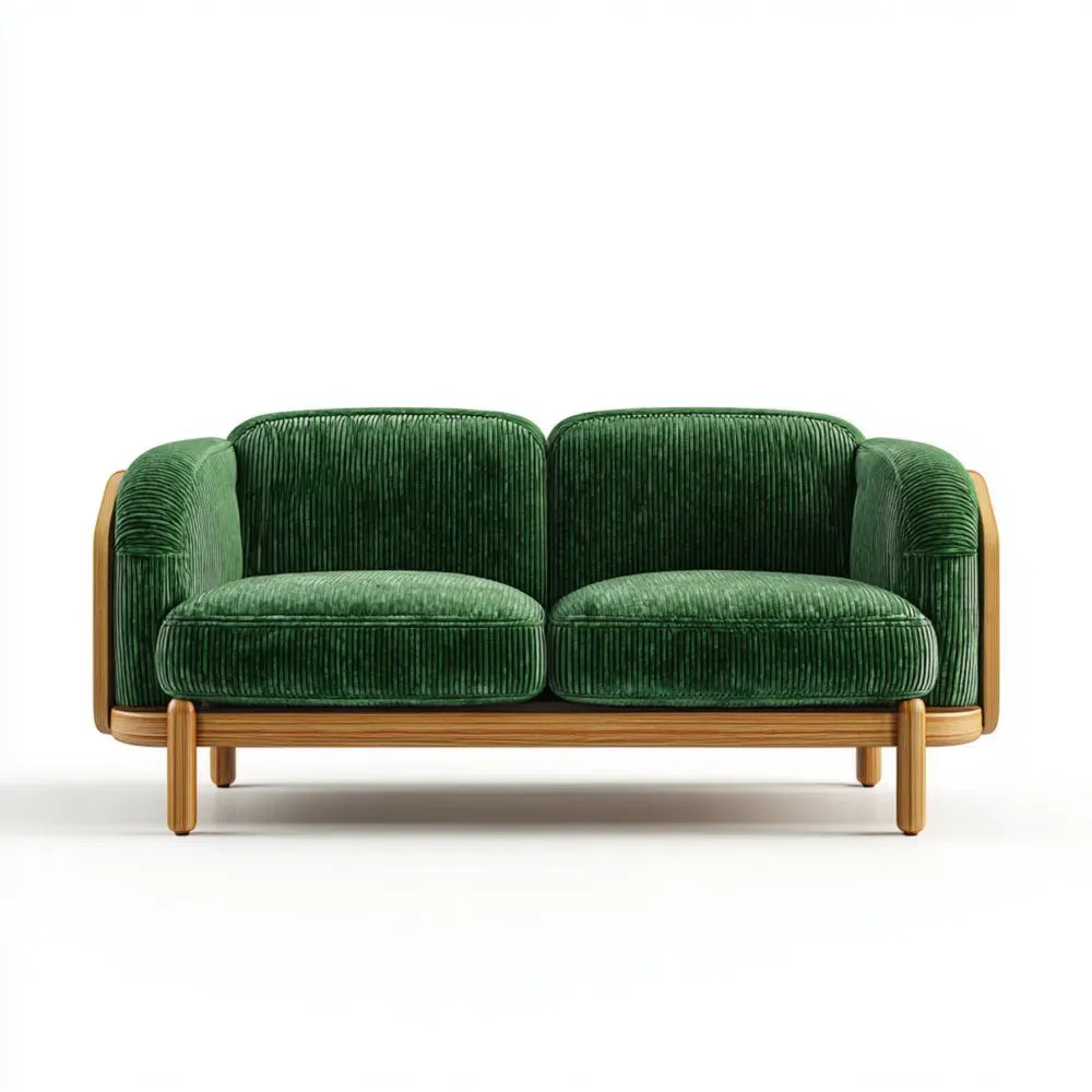 Fabric Sofa Set – Corduroy Upholstery – 160x90x80 cm – Green – Modern Style