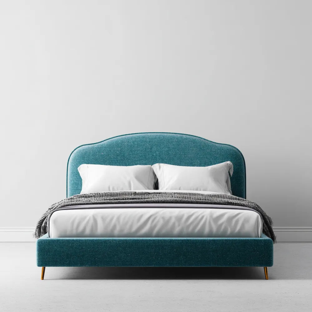 Double Bed Upholstered Fabric 200x160x120 cm – Teal – Modern Design