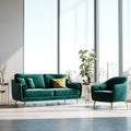 Sofa Set Velvet Upholstery 200x85x90 cm – Emerald Green – Contemporary Design