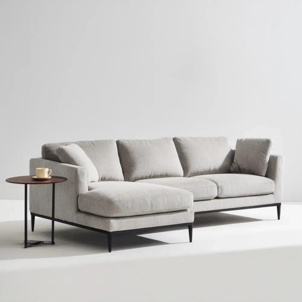 Sectional Sofa Fabric Upholstery 290x180x85 cm – Light Gray – Modern Design