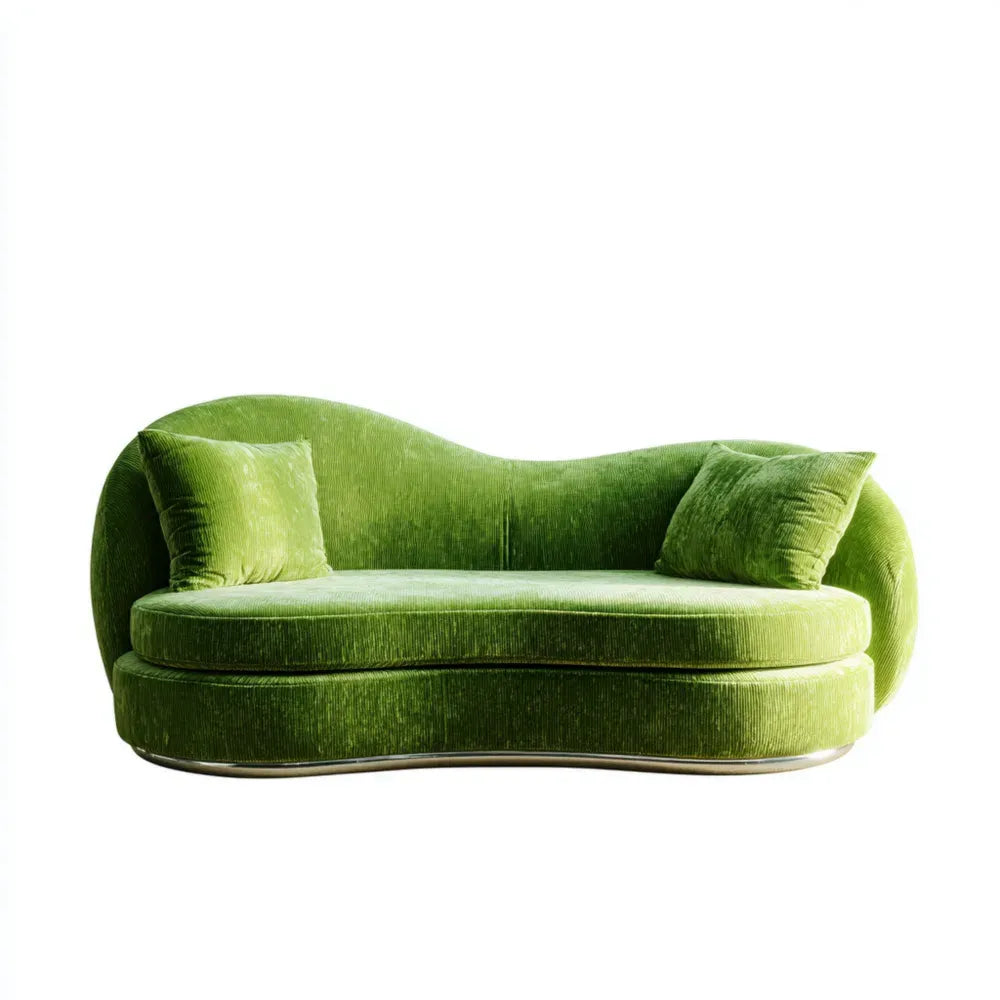 Curved Velvet Sofa 210x95x85 cm - Green - Modern Design