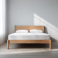 Double Bed - Solid Wood Frame 200x140x90 cm - Light Oak - Minimalist Design