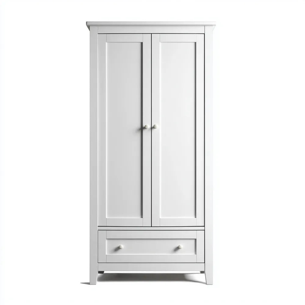 Wardrobe 180x80x50 cm - Wooden - White - Modern Style