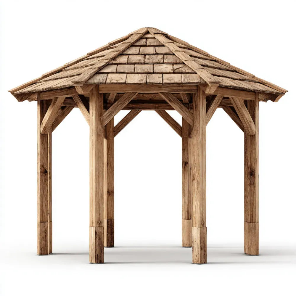 Wooden Gazebo 300x300x300 cm - Rustic Natural Finish - Outdoor Use