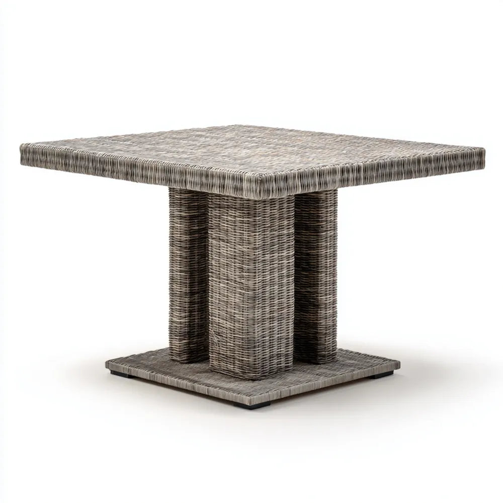 Patio Dining Table - Rattan Square 120x120x75 cm - Gray - Contemporary Design