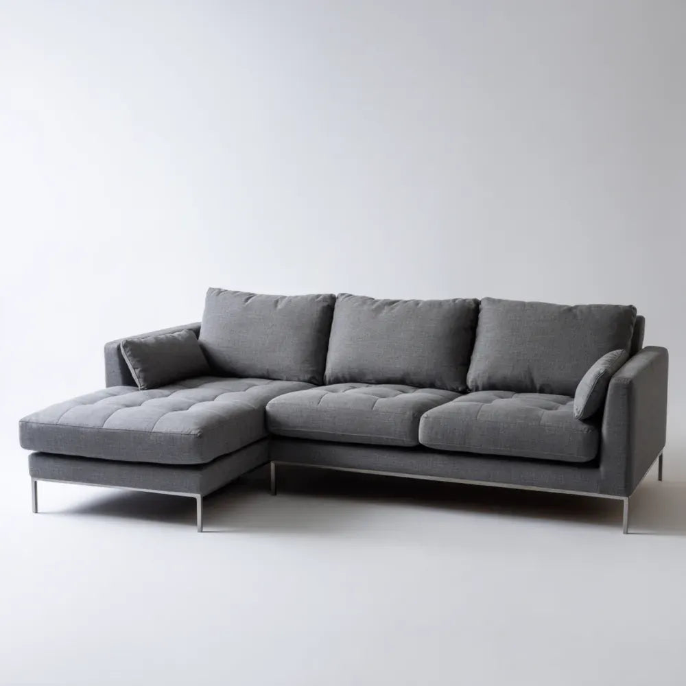 Sectional Sofa Fabric Upholstery 110x59x33.5 inches - Dark Gray - Modern Design