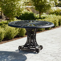 Cast Aluminum Patio Dining Table - 110 cm Diameter x 75 cm Height - Black - Outdoor Use - Classic Design