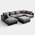 Modern Sectional Sofa Set Fabric Upholstery 250x150x85 cm - Grey/Black
