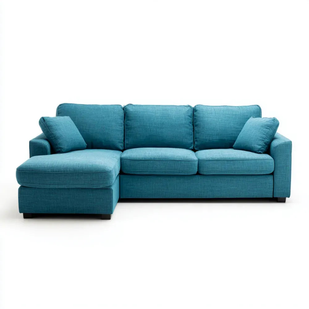 Sectional Sofa Fabric Upholstery 290x160x85 cm - Blue - Contemporary Design