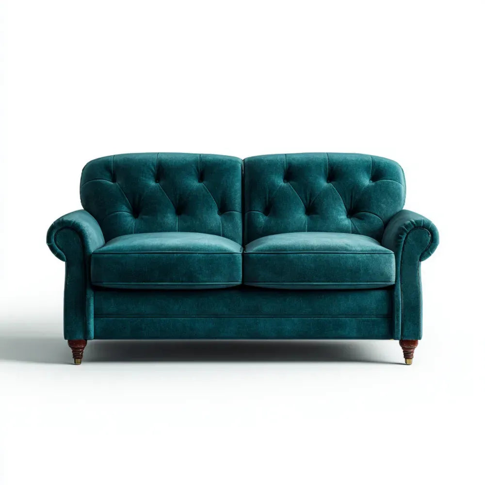 Loveseat Sofa Velvet Upholstered 145x90x85 cm – Teal – Classic Design