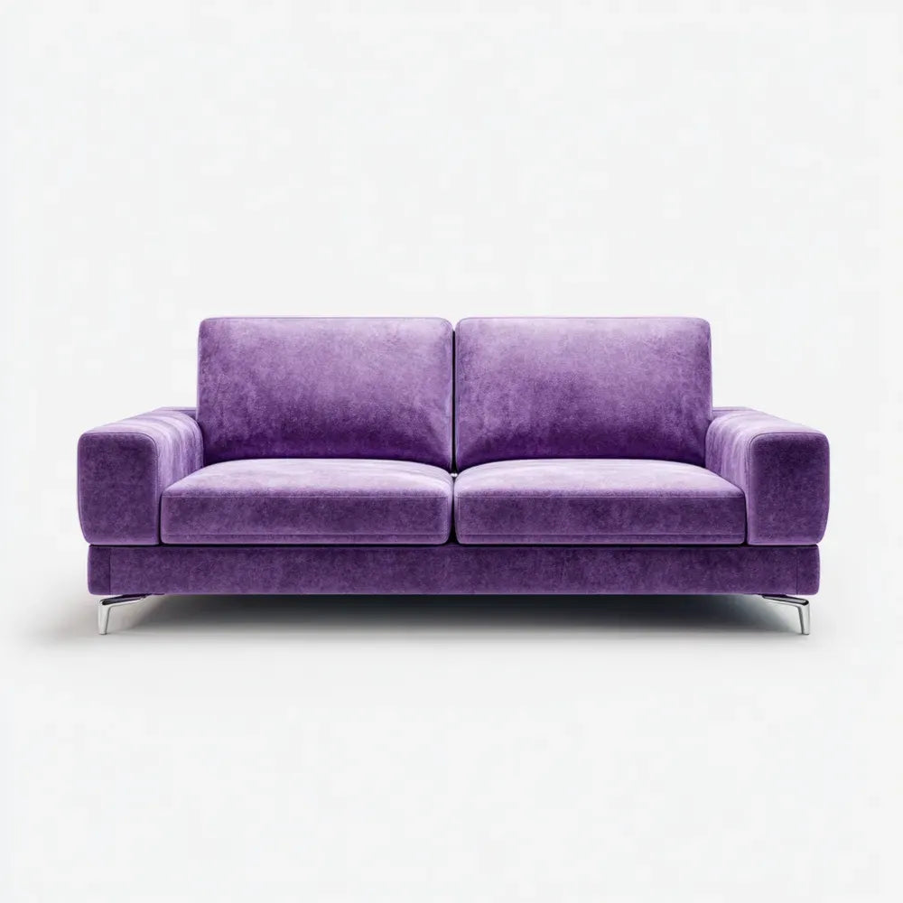 Modern Design Sofa Set Velvet Upholstery 200x90x85 cm - Purple