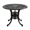 Round Patio Dining Table Cast Aluminum 90x90x75 cm - Black - Classic Design